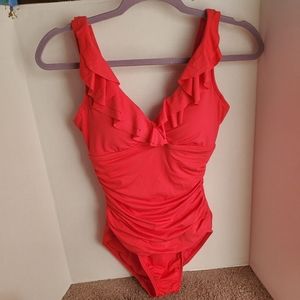 Lauren Beach Club Solid Surplice OnePiece Swimsuit